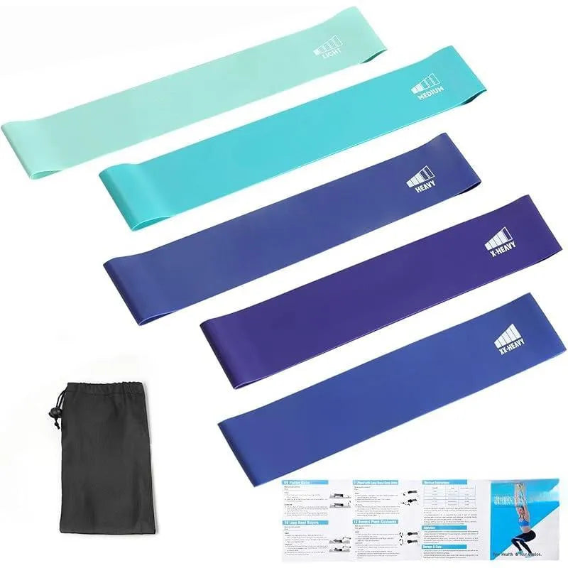 5-Piece Exercise Loop Bands Set - Resistance Bands for Full-Body Stretching, Crossfit & Home Workout - Men & Women Booty, Legs & Physical Therapy Upper Hand