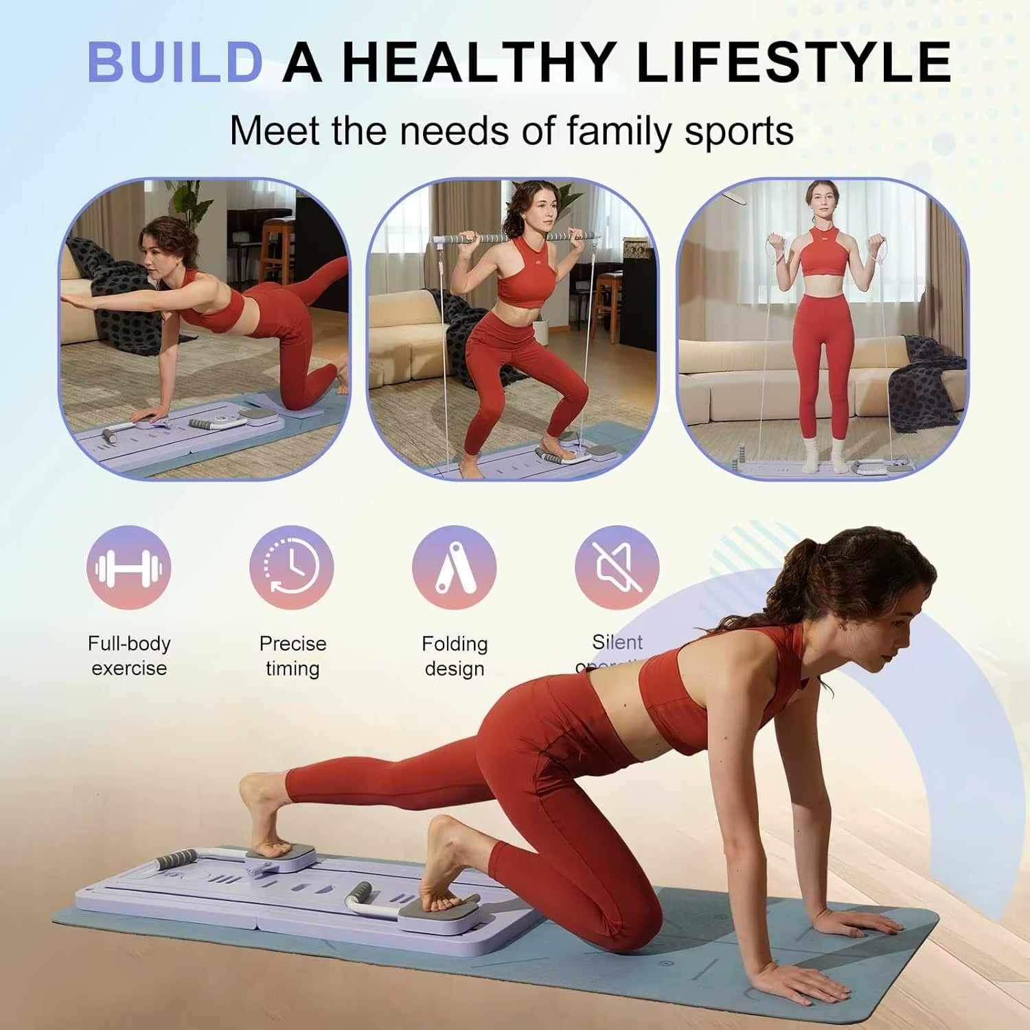 Multifunctional Pilates Board – Core Trainer, Ab Workout & Push-Up Fitness Platform