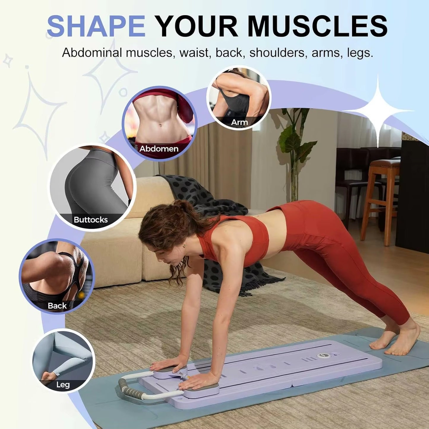 Multifunctional Pilates Board – Core Trainer, Ab Workout & Push-Up Fitness Platform
