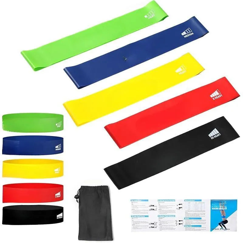 5-Piece Exercise Loop Bands Set - Resistance Bands for Full-Body Stretching, Crossfit & Home Workout - Men & Women Booty, Legs & Physical Therapy Upper Hand