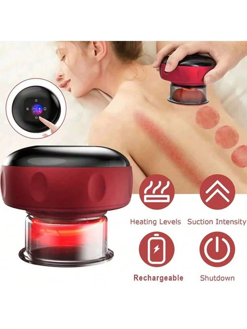 Electric Vacuum Cupping Therapy Massager – Heated Suction & Muscle Recovery Device