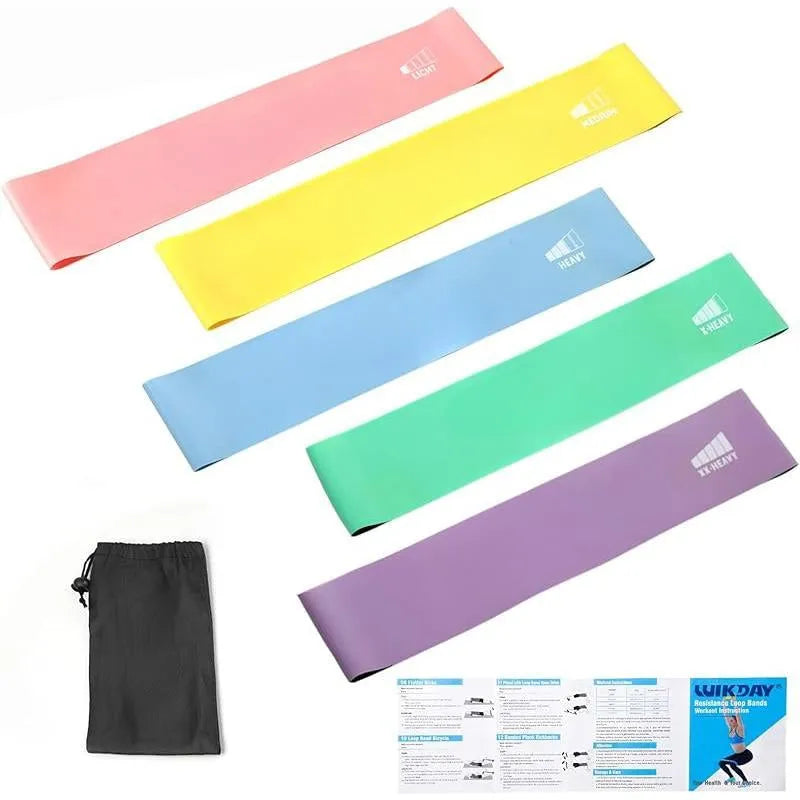 5-Piece Exercise Loop Bands Set - Resistance Bands for Full-Body Stretching, Crossfit & Home Workout - Men & Women Booty, Legs & Physical Therapy Upper Hand