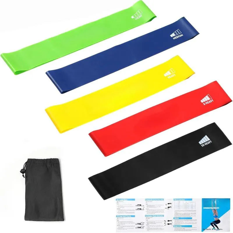 5-Piece Exercise Loop Bands Set - Resistance Bands for Full-Body Stretching, Crossfit & Home Workout - Men & Women Booty, Legs & Physical Therapy Upper Hand