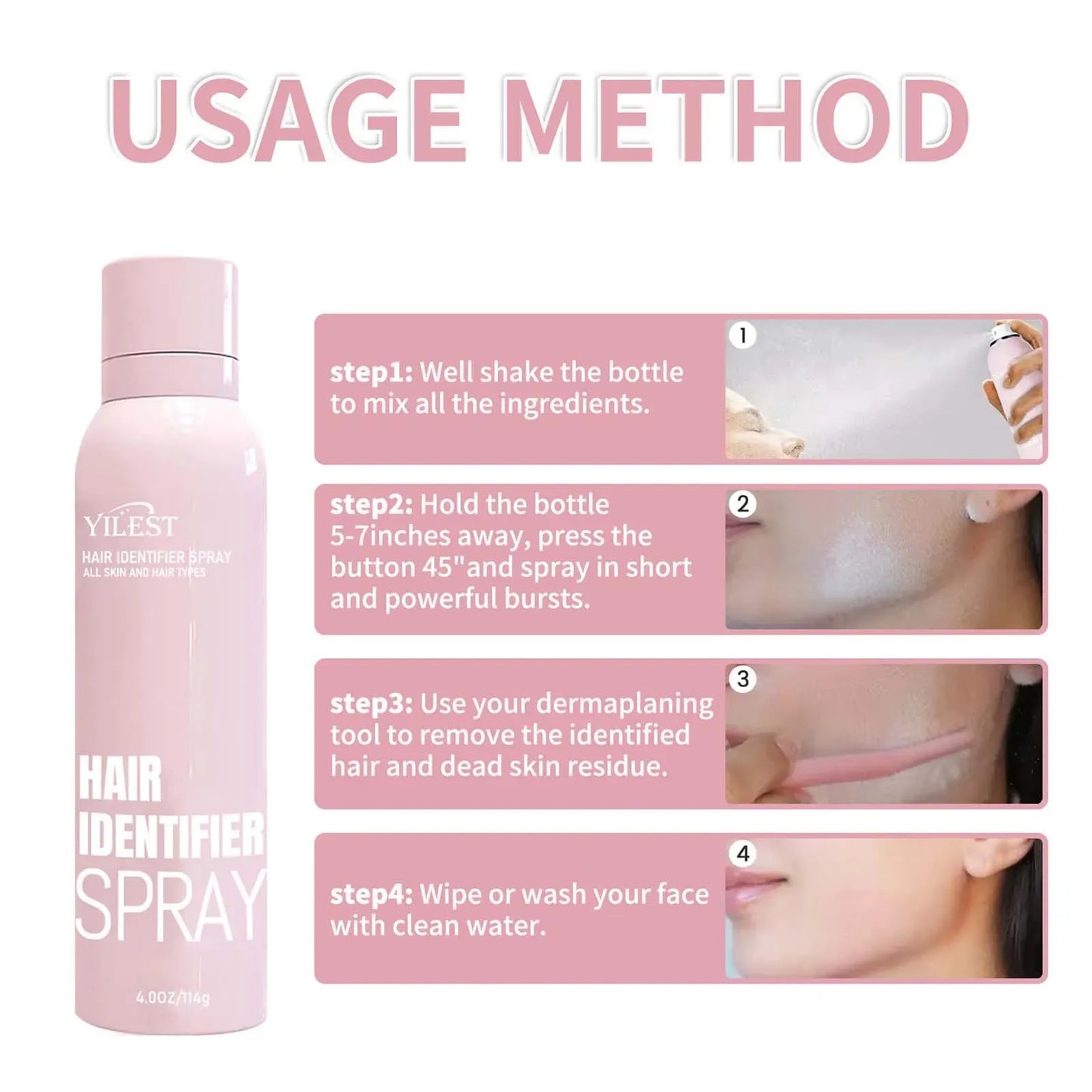 Facial Hair Removal Hair Identification Spray