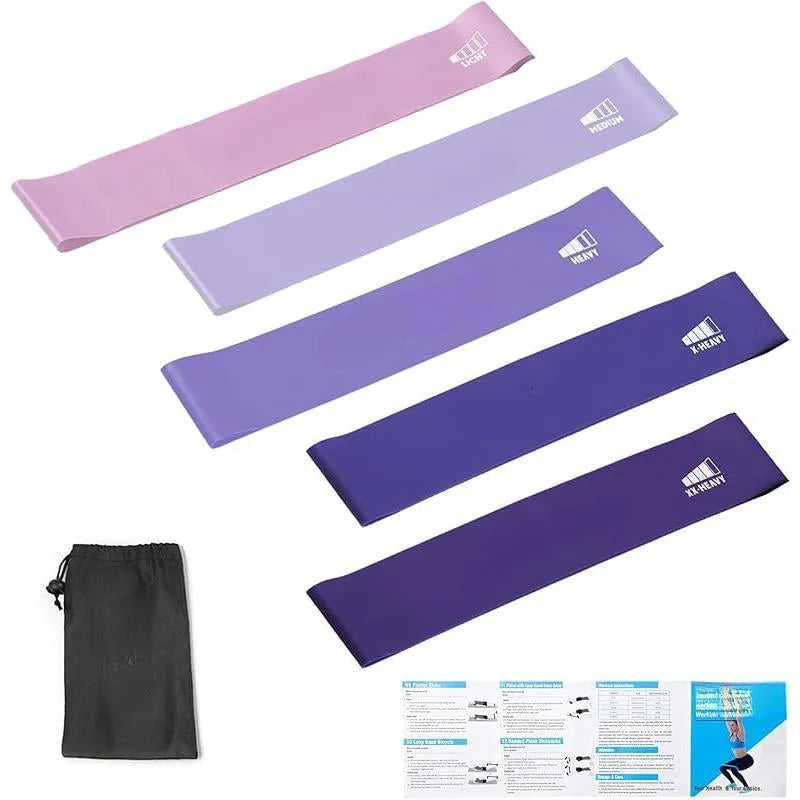 5-Piece Exercise Loop Bands Set - Resistance Bands for Full-Body Stretching, Crossfit & Home Workout - Men & Women Booty, Legs & Physical Therapy Upper Hand