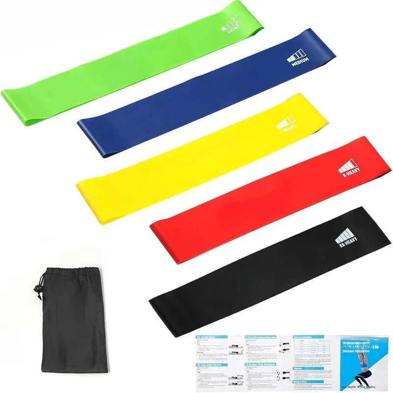 5-Piece Exercise Loop Bands Set - Resistance Bands for Full-Body Stretching, Crossfit & Home Workout - Men & Women Booty, Legs & Physical Therapy Upper Hand