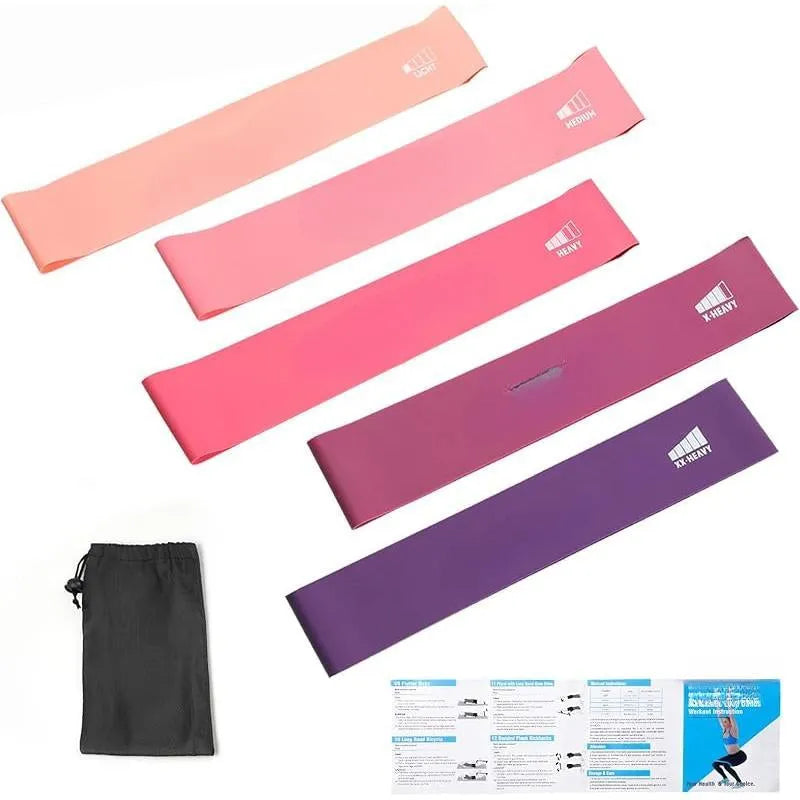 5-Piece Exercise Loop Bands Set - Resistance Bands for Full-Body Stretching, Crossfit & Home Workout - Men & Women Booty, Legs & Physical Therapy Upper Hand