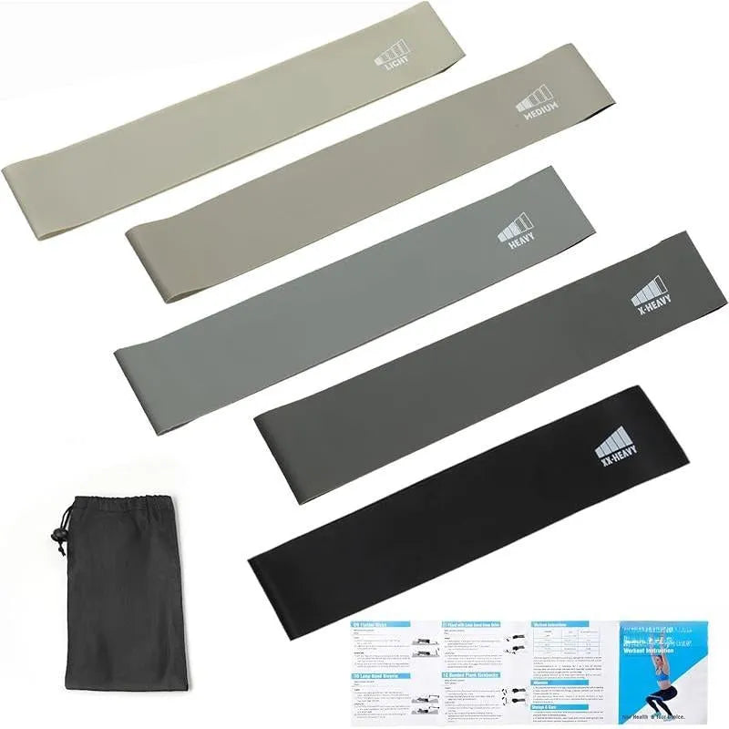 5-Piece Exercise Loop Bands Set - Resistance Bands for Full-Body Stretching, Crossfit & Home Workout - Men & Women Booty, Legs & Physical Therapy Upper Hand